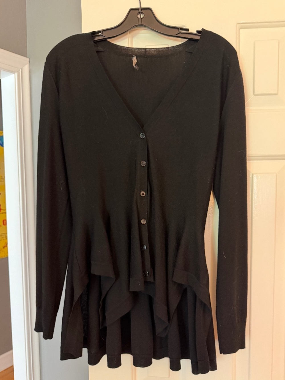 Alexander McQueen Black Button Down Knit Cardigan with Peplum